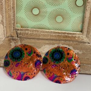 Round Shell Drop Earrings NWOT